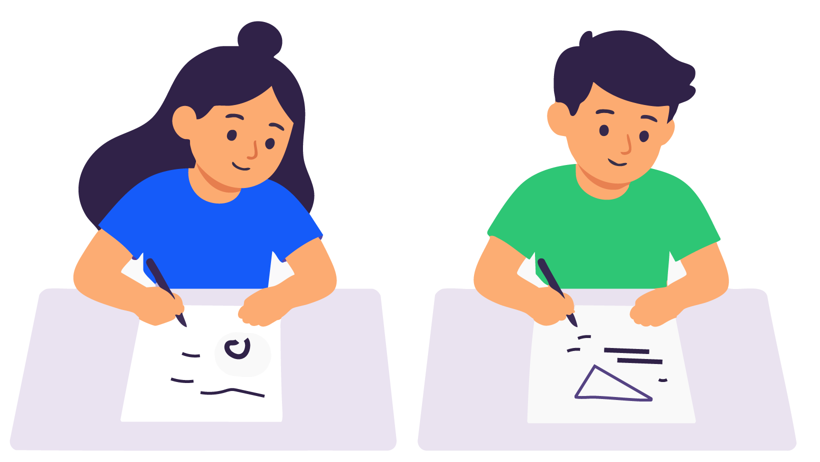 Dos estudiantes practicando ejercicios de matemáticas